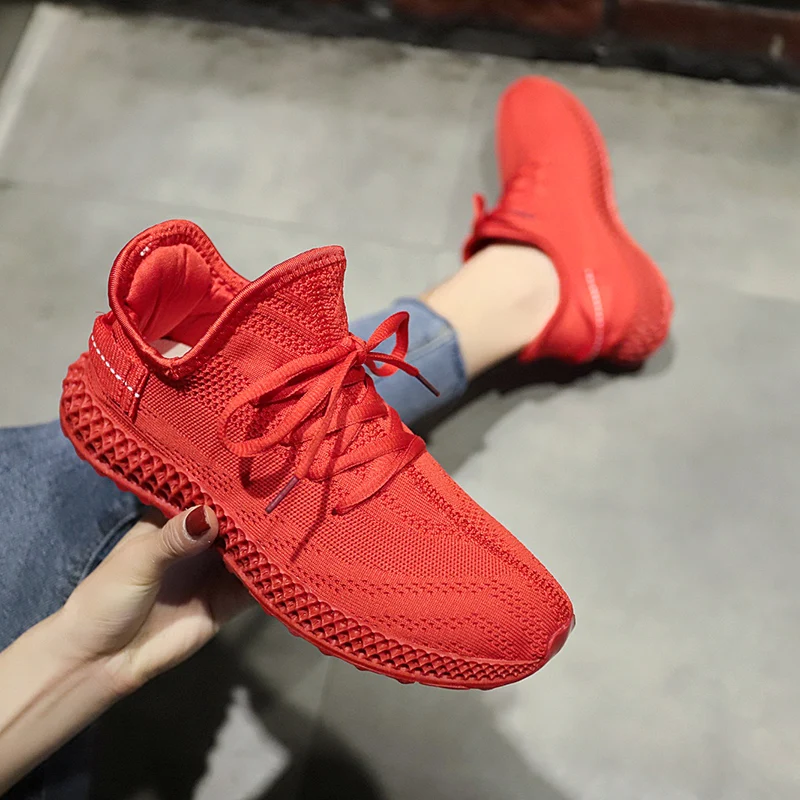 Женские кроссовки ярких цветов из сетчатого материала с высоким берцем; мужские спортивные кроссовки; новые кроссовки на шнуровке; Baket femme; один размер; маленький размер