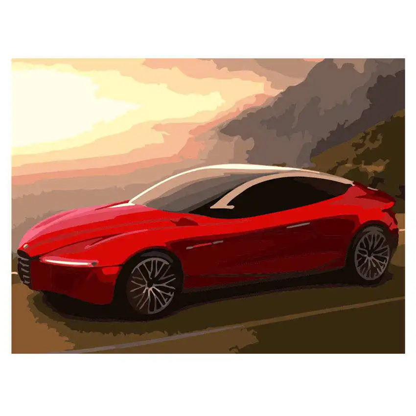 car painting 15 Diy живопись по номерам, картины по номерам, настенные картины, чай время Женщины Цифровая живопись маслом - Цвет: car painting 15