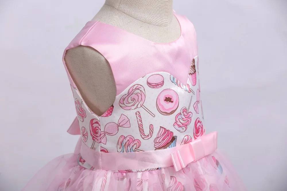 Cute Kids Ice-cream Dress Baby Girl Birthday Party Christmas Dresses Children Princess Ball Gown Wedding Clothes pink 3-8T | Детская