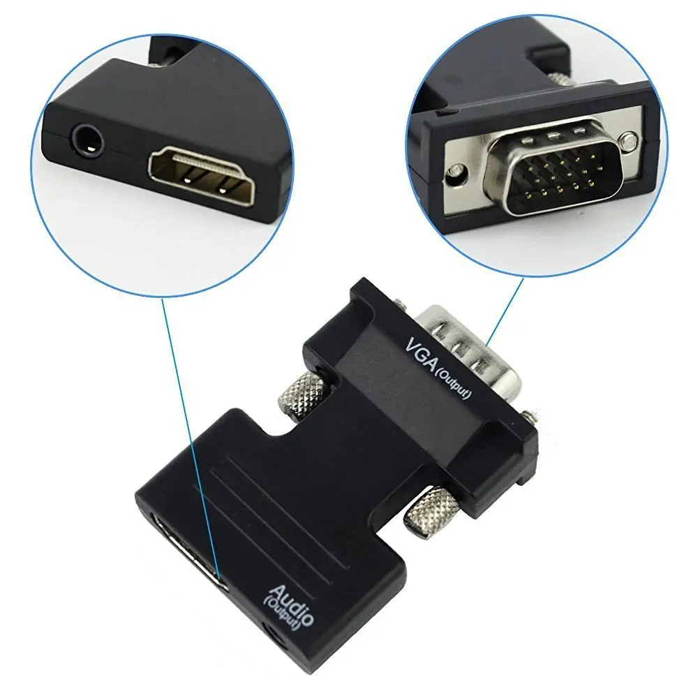 Активный 1080P Женский HDMI VGA Мужской конвертер адаптер ключа с 3 5 мм стерео аудио