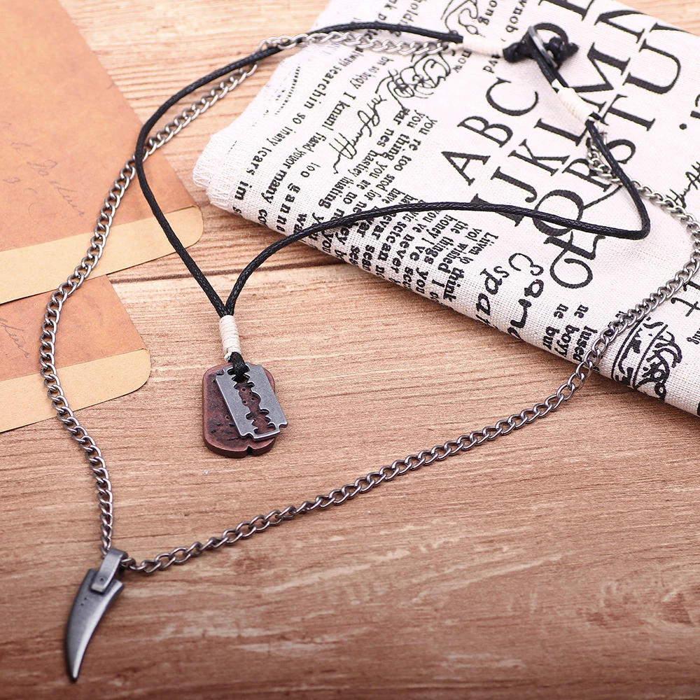 Волчий Клык лопасти сплав кулон ожерелье мужские ювелирные изделия крутая