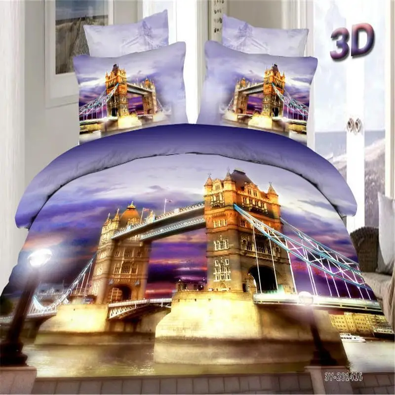 

Лондонский мост 3D Реактивная Печать комплект постельного белья для королевы размер пододеяльник наволочка простыня спальные комплекты 4 ш...