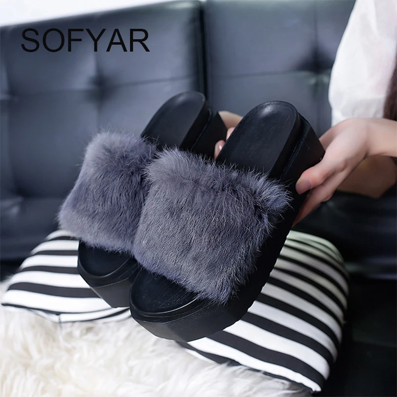 Яркие тапочки Нечеткие шлепанцы на плоской подошве со средним каблуком сезон