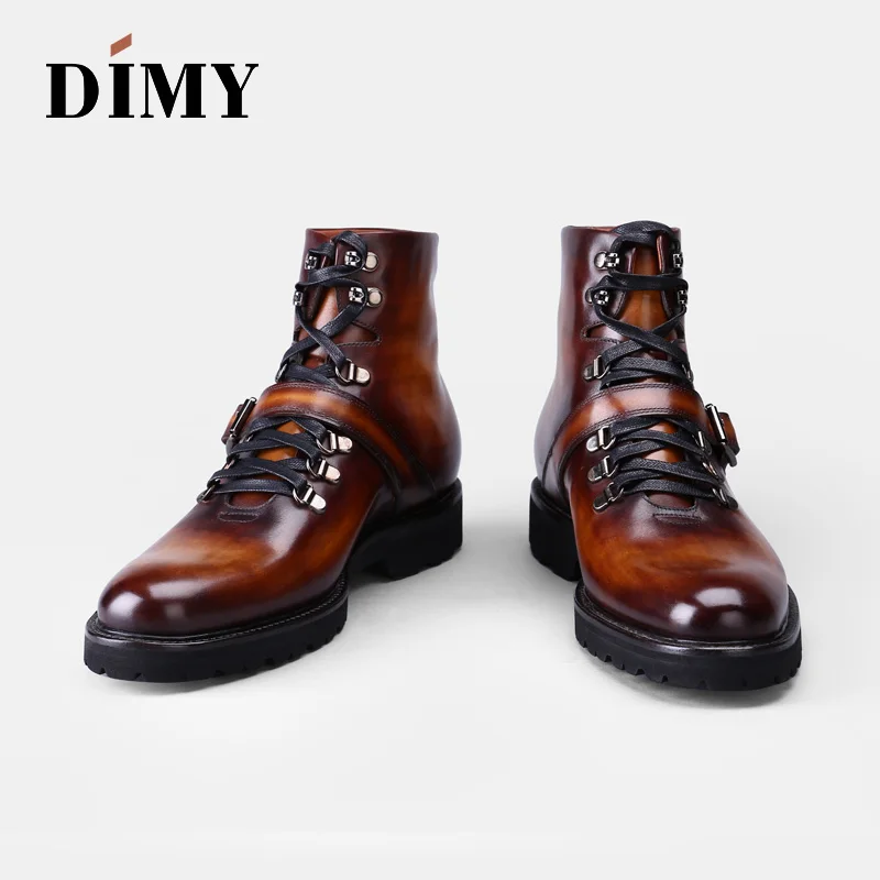 Мужские кожаные туфли на ремешке DIMY черные из воловьей кожи с пряжкой в