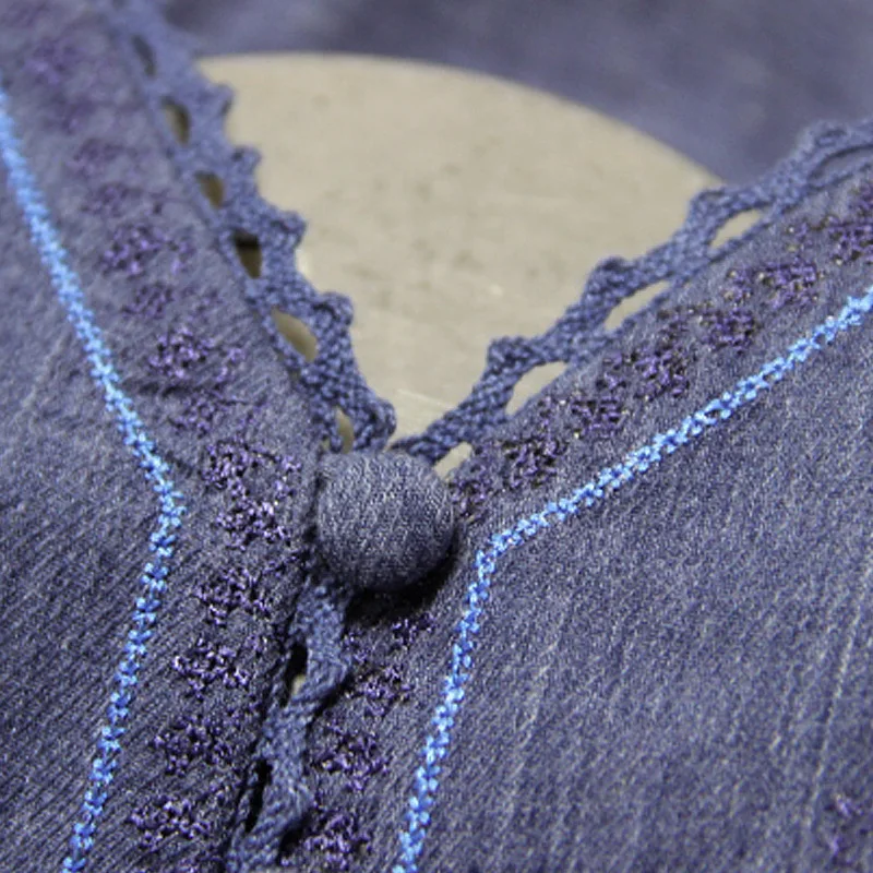 

Summer Spring Casual Women V Neck 3/4 Flare Sleeve Embroidery Pleated Denim Dress , Female 2019 Loose High Waisted Jeans Dresses
