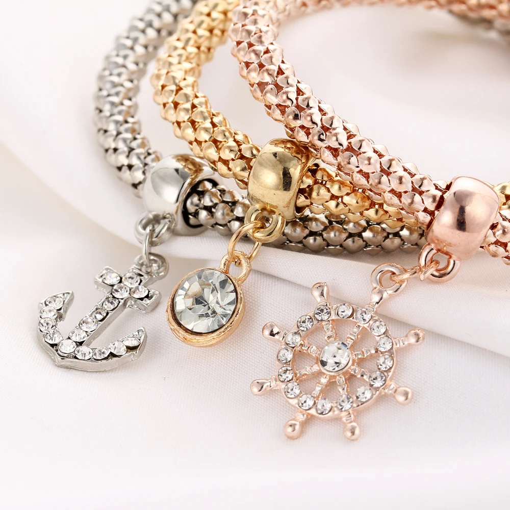 Браслет с якорем из дерева жизни 3 шт. в одном наборе браслет цвета красивая