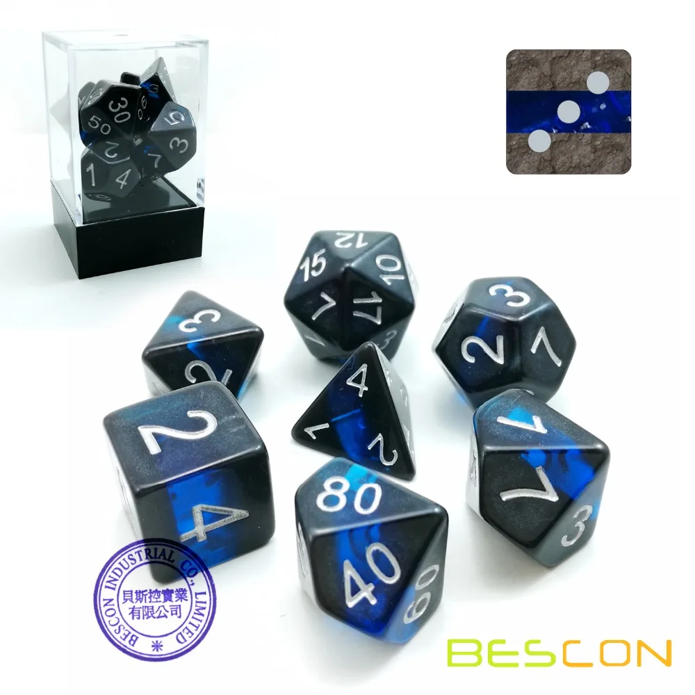 Bescon минеральные камни драгоценные лозы многогранные D& D игральные кости Набор из 7, ролевые игры игральные кости 7 шт. набор сапфиров
