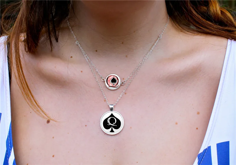 Высококачественное женское ожерелье и подвеска с изображением пик покера модное