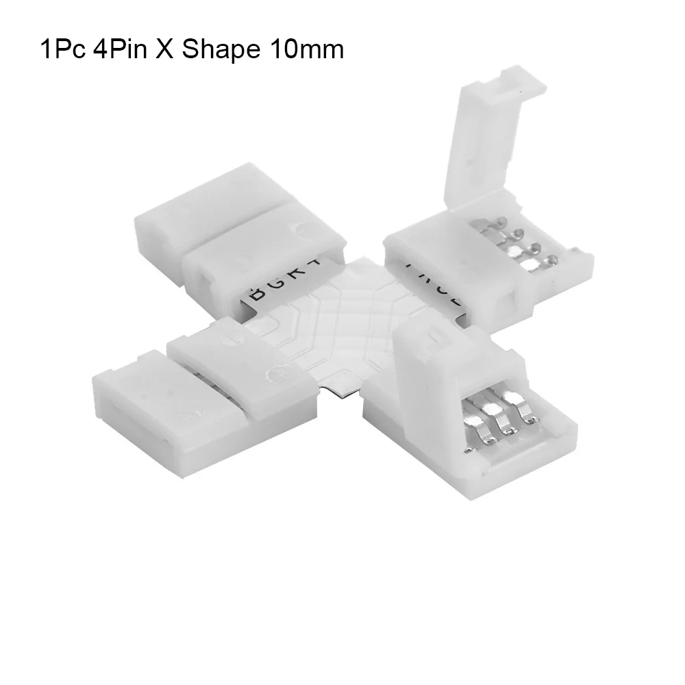 4Pin X Shape 10mm Качественный 10 мм разъем 4 Pin L T крестообразная печатная плата без пайки угловой разъем полосы разъем для RGB 3528 5050 светодиодный светильник - Цвет: 4Pin X Shape 10mm