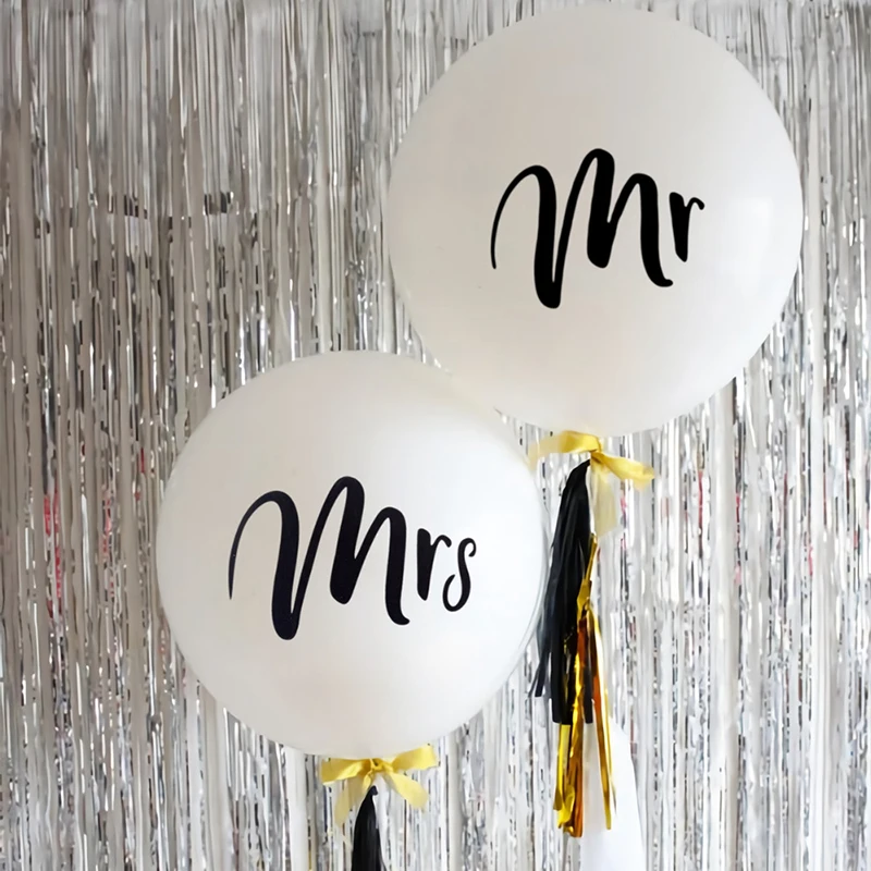 10 шт. круглые белые латексные шары с принтом Mr & Mrs Свадебный Праздничный декор