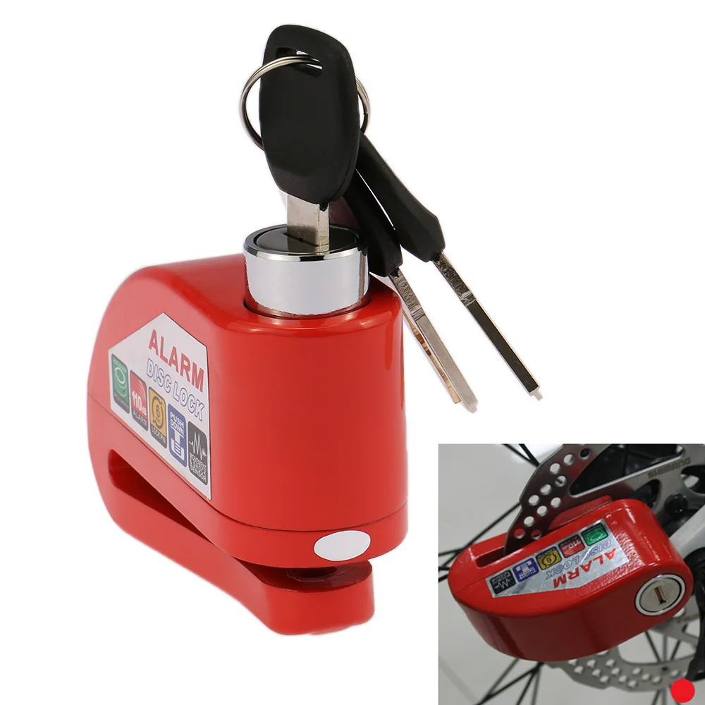 

kkmoon metal Red Bicycle Anti-theft Alarm Lockers Motorcycle Scooter Disc Brake Lock Security