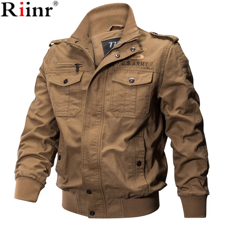 Куртка RIINR 2019 Мужская в стиле милитари брендовая Осенняя армейская куртка-бомбер