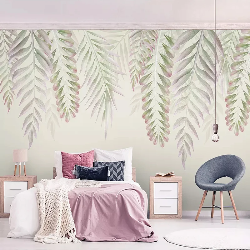 Papel де Parede пользовательские фото обои 3D зеленый лист акварель стиль фрески гостиная ТВ диван спальня фон Настенный декор
