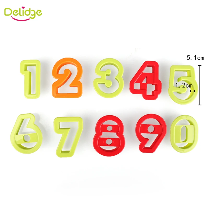 Delidge 10 шт./партия числом 0 9 Форма формы для печенья пластиковый случайного цвета