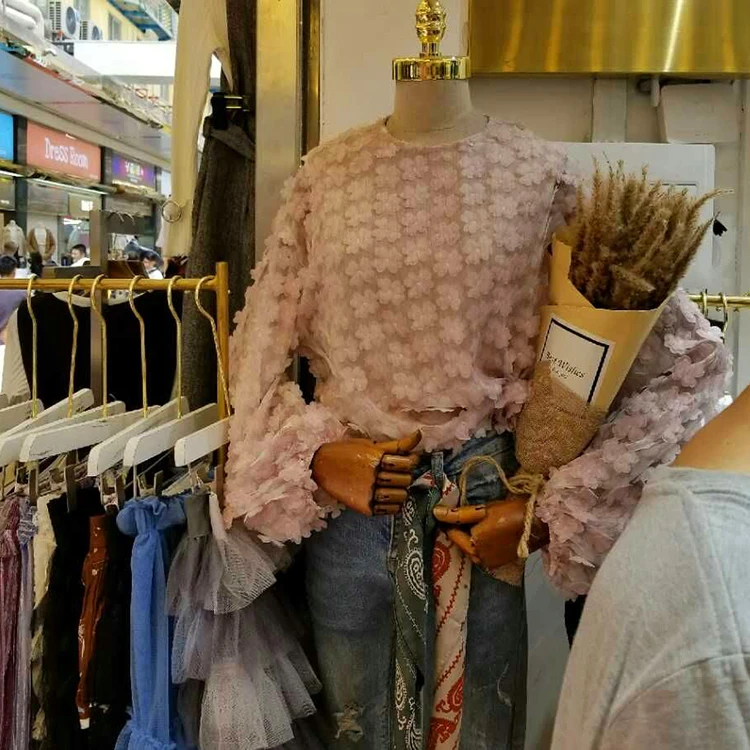 Женская блузка с длинным рукавом Cakucool свободная круглым вырезом и цветочной