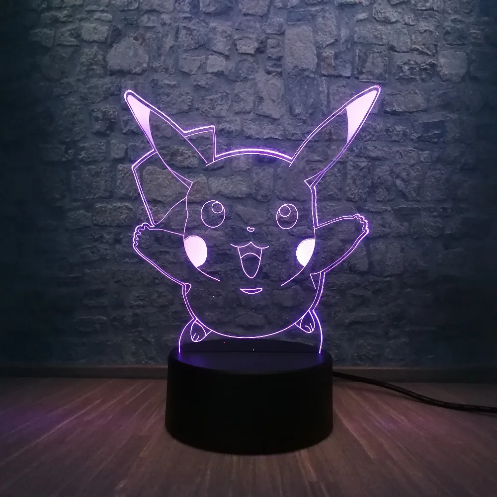 Японский Pokemons Go Game 3D LED USB лампа Мультфильм кавайный питомец Пикачу красочный