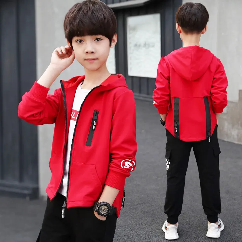 2020 Spring Autumn Teenage Clothes Set 4 5 6 7 8 9 10 11 12 13 14 Years Old Big Boy Sports Suit Hooded Jacket Pants Clothing |