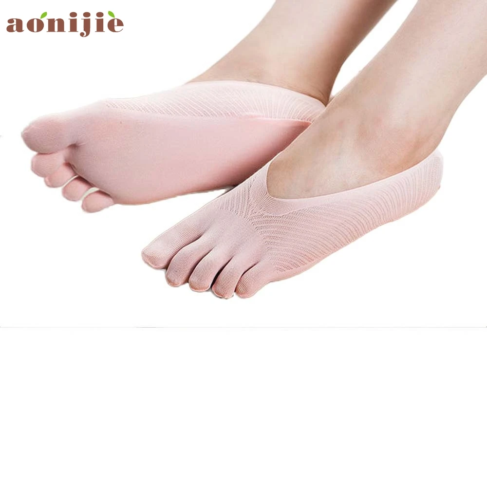 New Women Low Socks Invisible Cotton Boat Slippers girl five fingers socks Yoga Sport Massage grip female Toe Sock Jan20YP |
