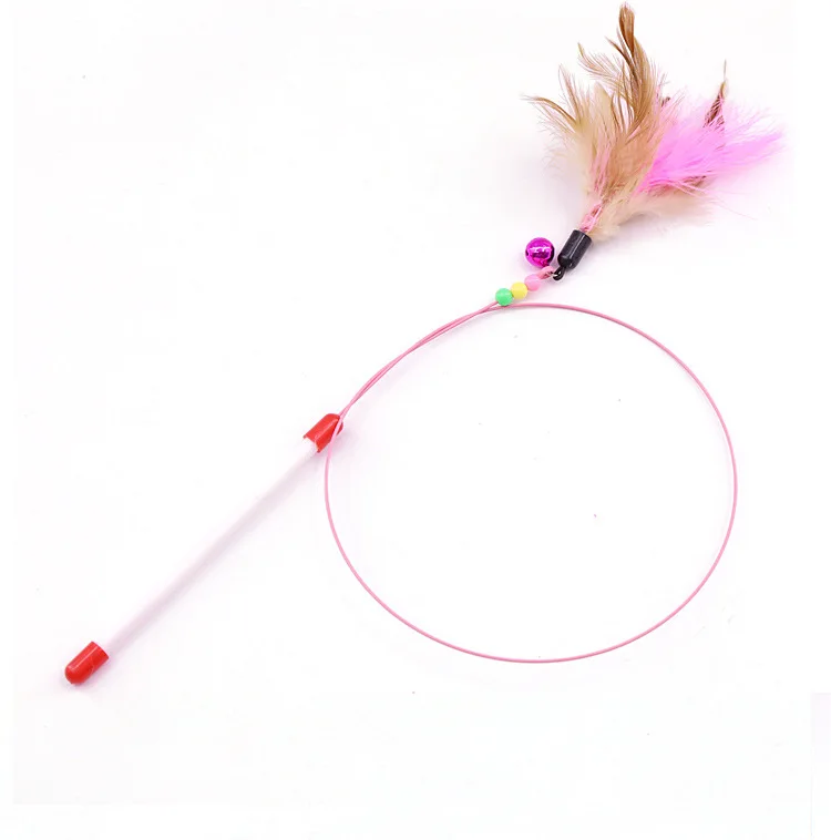 Белый HOTFUN Pet Cat интерактивный Тизер Игрушка стержень с пером кошатник палка плюшевые игрушки для котят - Цвет: Белый