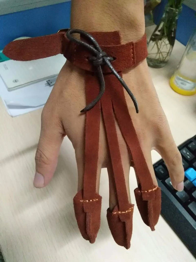 

3-Finger Protective Mitts for Pulling Bow Cowhide for Archery Protection Accessories Leather for Shooting Protection F