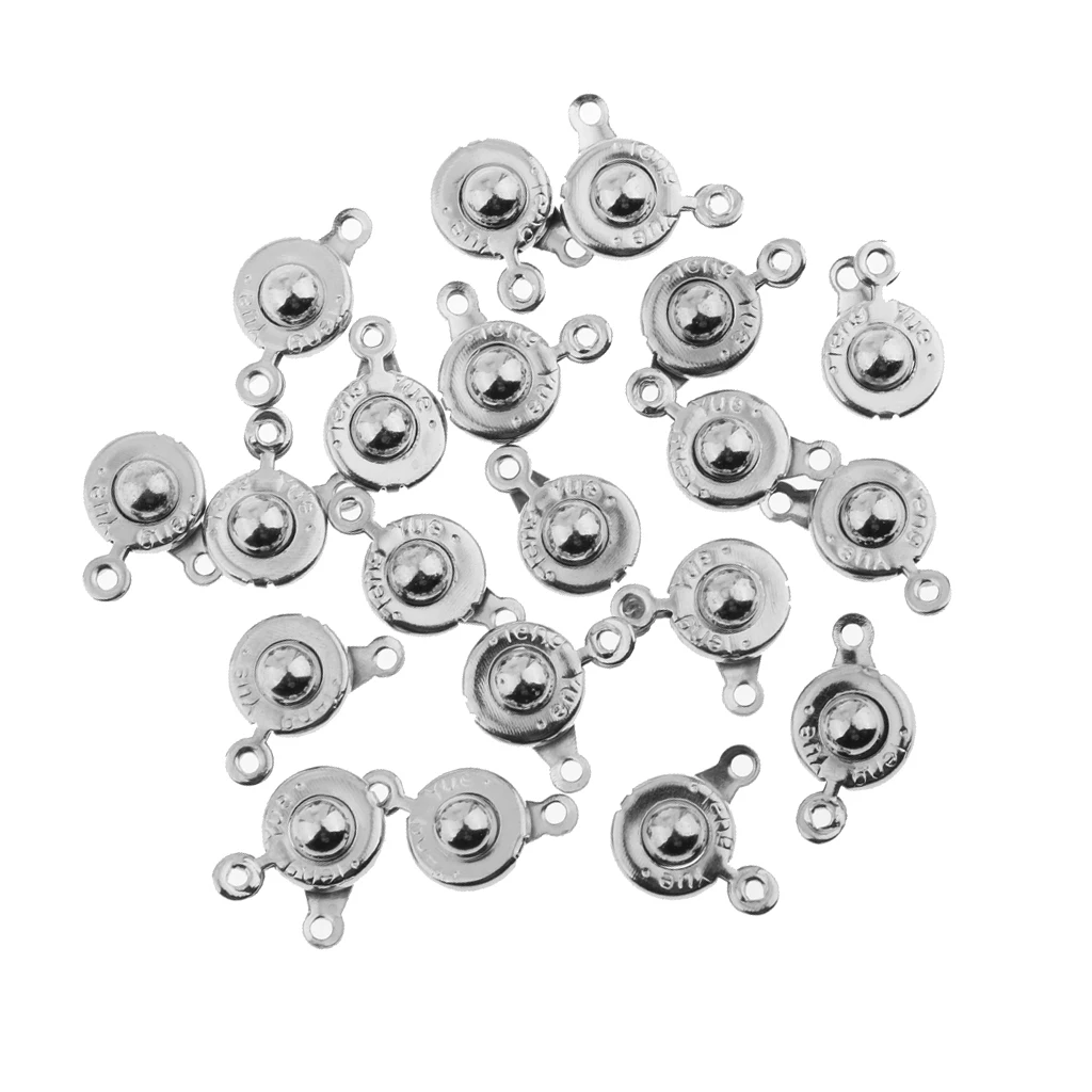 

20pcs Round Metal Connector Clasp Pearl Beads Snap Closure Fastener Clasp Connector Findings for Necklace Bracelet DIY Craft