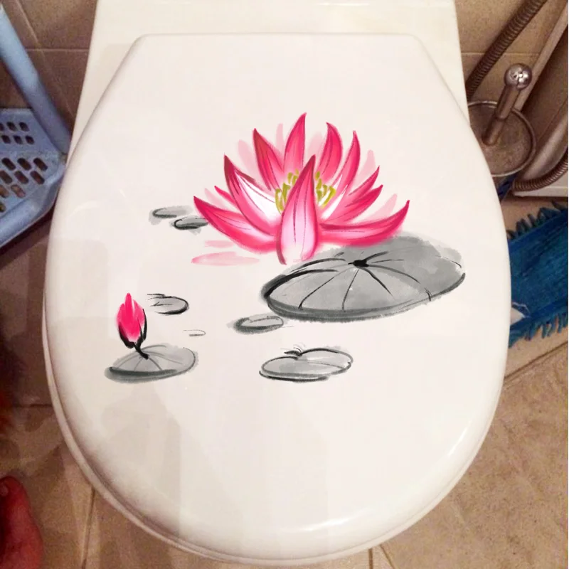 YOJA 23.3X17.5CM Античная Акварельная растительная водяная Лилия Настенная Наклейка