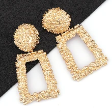 AENSOA Vintage Big Metal Drop Dangle Earrings For Women Geometric Wedding Party Jewelry Gold Large Statement Earrings 6 Colors
