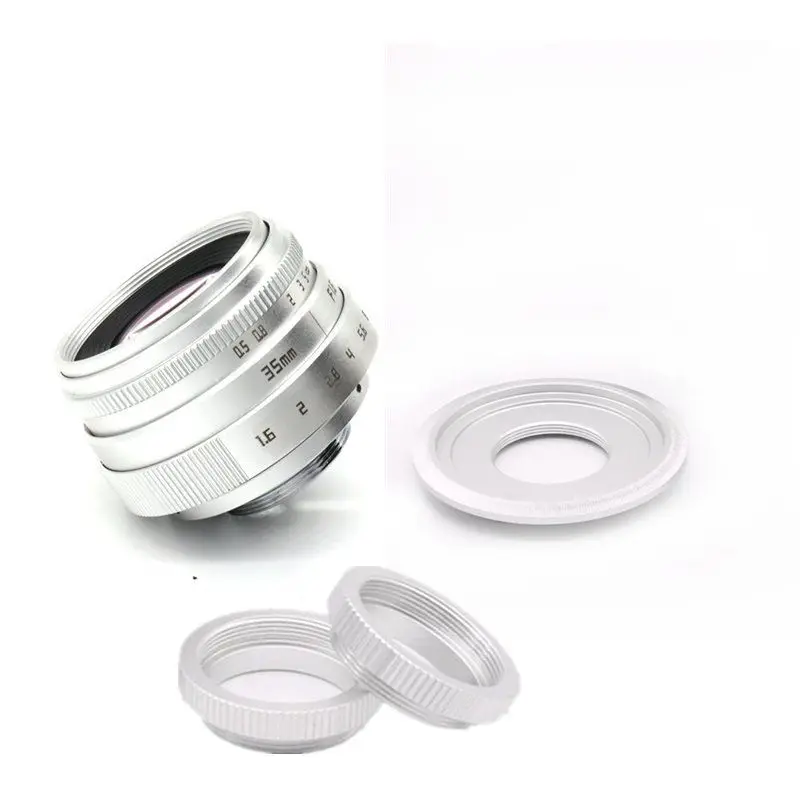 Фуцзянь 35 мм f/1 6 CCTV cine объектив для Sony NEX E-mount камеры и адаптера комплект серебро |