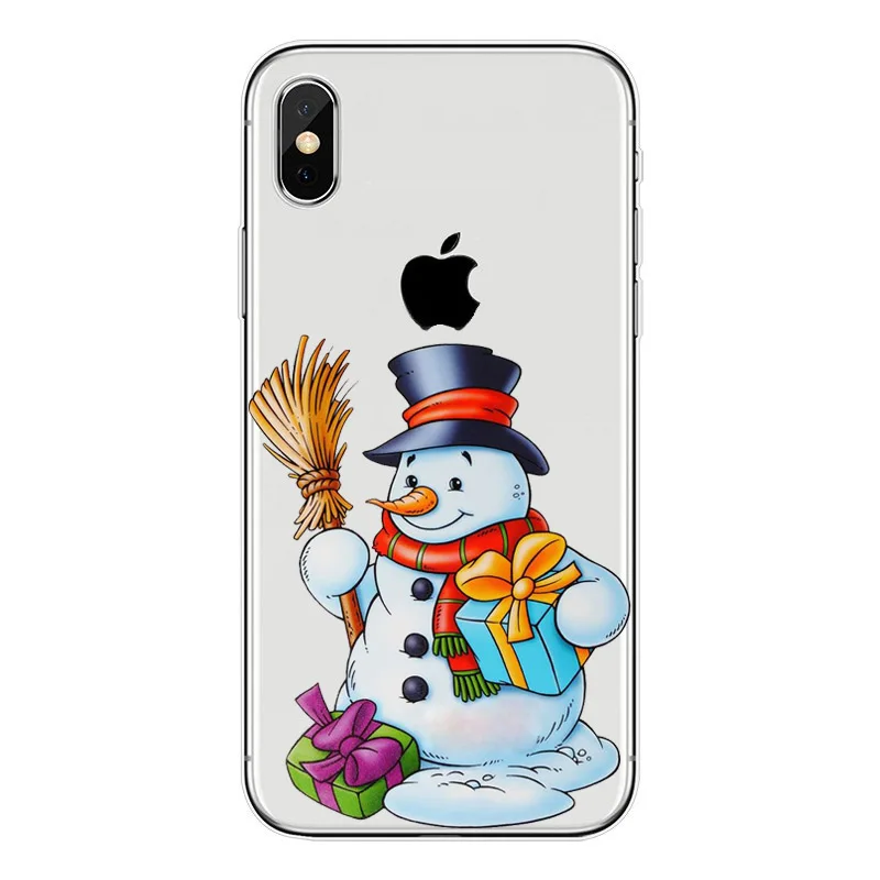 Прозрачный мягкий силиконовый чехол для телефона Apple iPhone X 8 8Plus 7 6 6S Plus 5S SE Санта