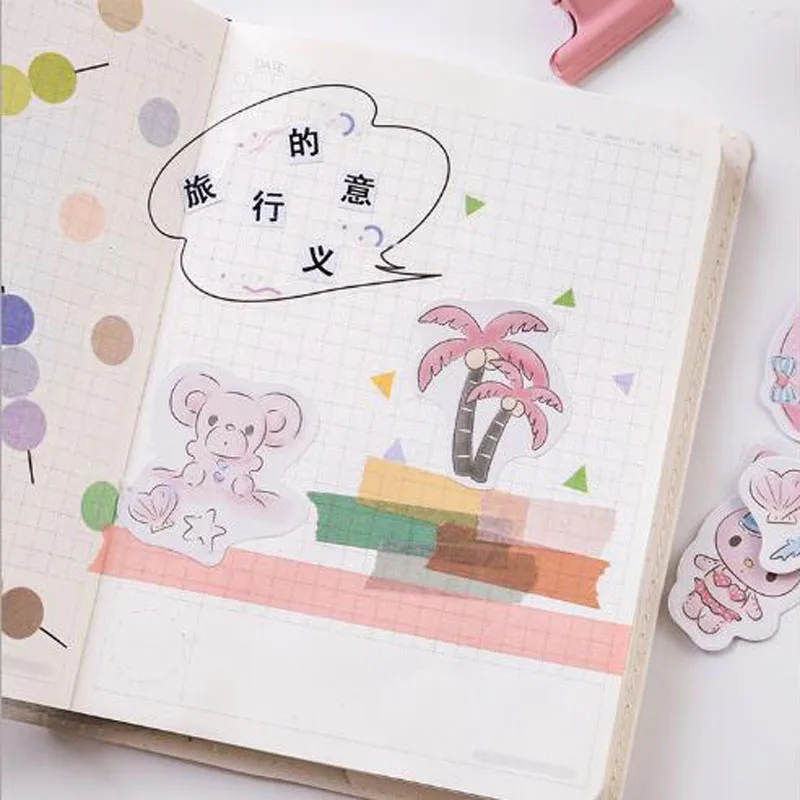 Hot Sale Seaside holiday Decorative Stickers Adhesive DIY Decoration Diary Japanese Stationery Gift 45 pcs/box | Канцтовары для