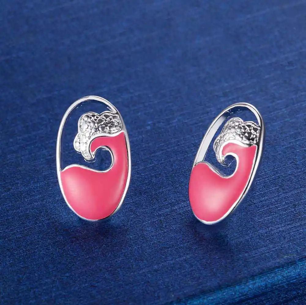 Ярко розовый высокое качество Серебряные Серьги для женщин ювелирные изделия
