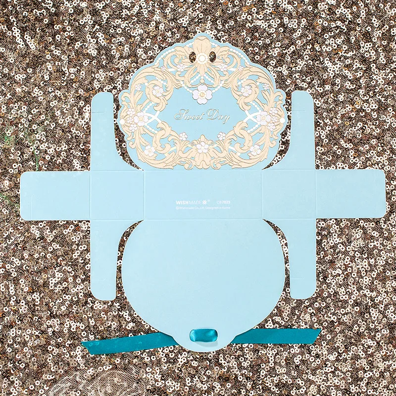 Новый голубой цветок бумажная ленты для свадебного украшения кружева помолвка