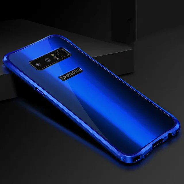 Для samsung Galaxy S8 S9 Note 8 чехол из алюминиевого сплава с металлической рамкой+ акриловая задняя крышка для samsung note8 9 чехол s - Цвет: BLUE