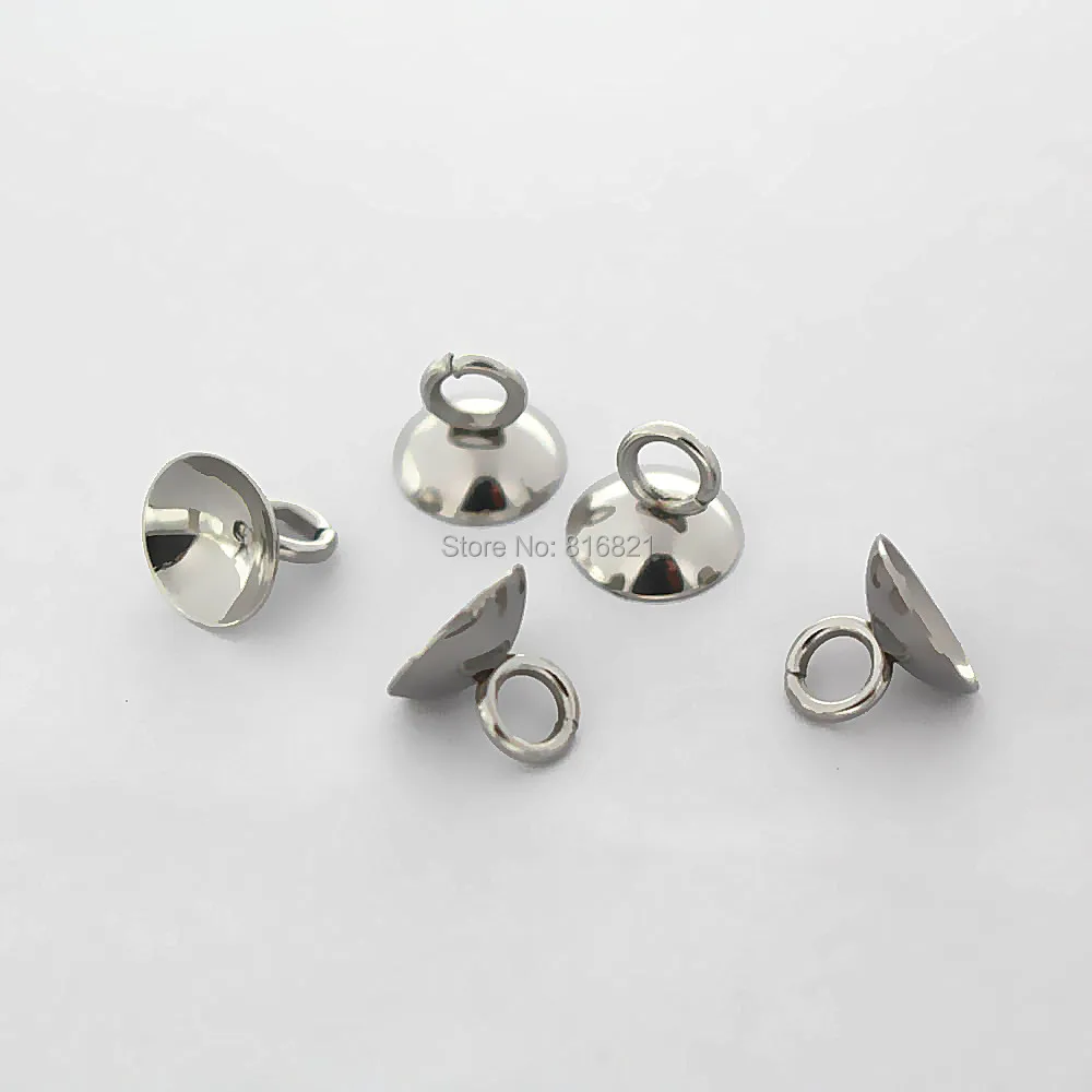 Бусины из нержавеющей стали подвеска Бейл гладкие колпачки стеклянный шар