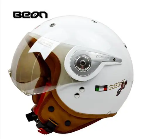 bright white Moto rcycle шлем Beon винтажный с открытым лицом moto s cask гоночный дорожный шлем capacete реактивный шлем мото электромобиль ECE - Цвет: bright white