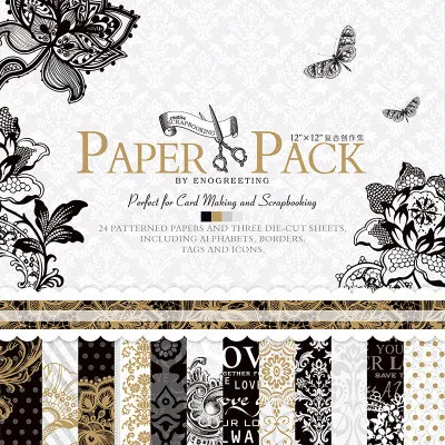 Эмо приветствие 12 дюймов Винтаж Бумага пакет для Скрапбукинг и Cardmaking Творческий металлических Скрап Бумага