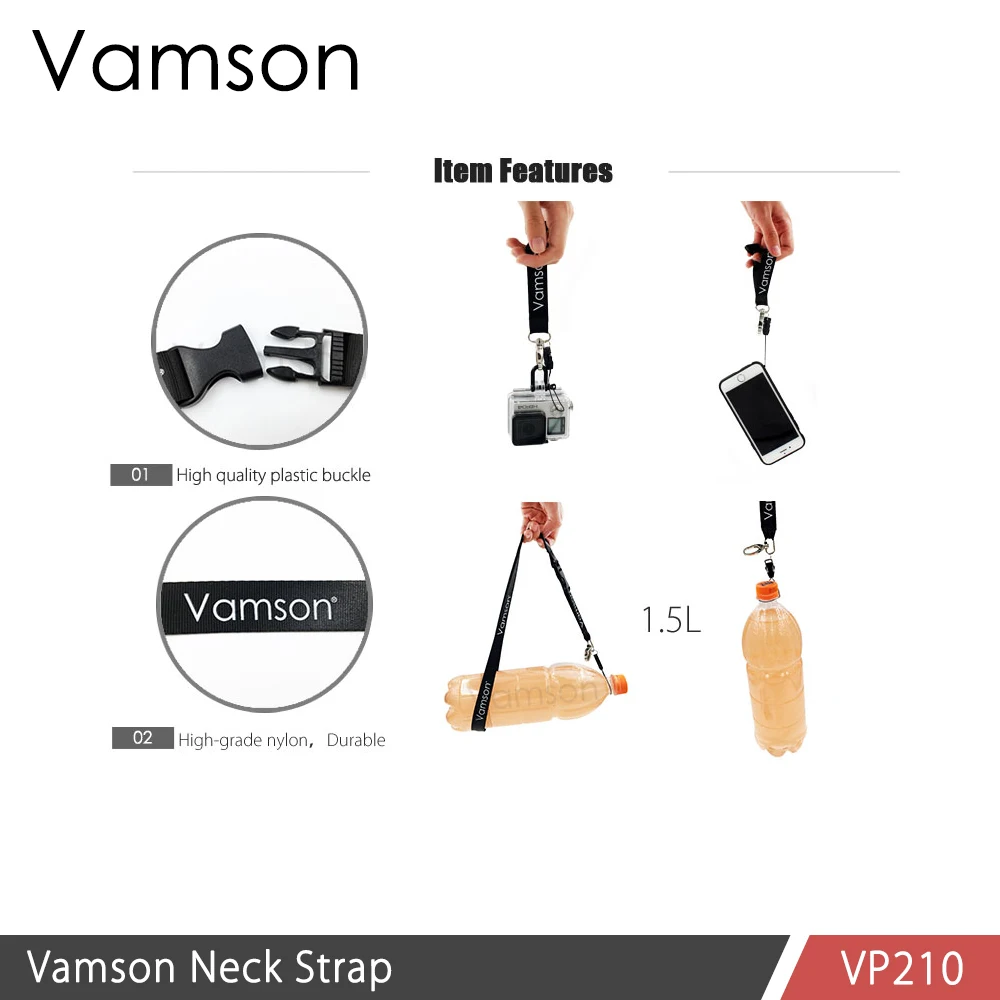 Аксессуары Vamson для GoPro ремешок на шею строп с быстроразъемной пряжкой Go Pro Hero7 6 5s 4 3