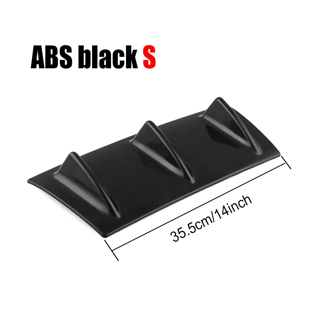 ABS S 35.5cm ABS черный глянец заднего бампера Диффузор спойлер Акула концевой комплект подходит для универсальных автомобилей стайлинга автомобилей Карбон - Цвет: ABS S 35.5cm