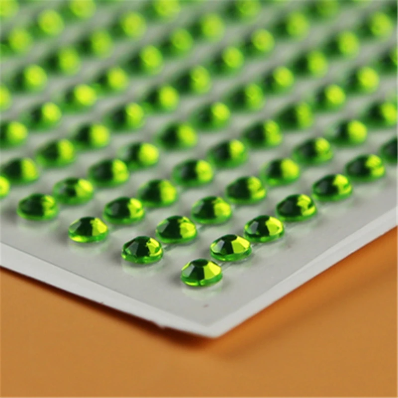 green 1200 шт 3 мм Хрустальные акриловые наклейки из страз чехол для телефона DIY Аппликация Украшение Diy Наклейка Мобильный/PC стены искусства Кристалл Алмаз - Color: green