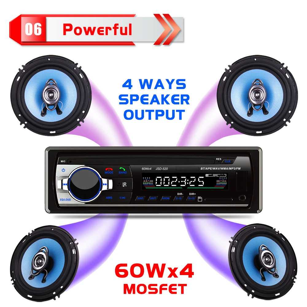 Новинка, JSD-520, Bluetooth 2,0, Стерео Авторадио, автомобильное радио, 12 В, в-dash, 1 Din, FM, Aux вход, приемник, SD, USB, MP3, MMC, WMA, автомобильный аудиоплеер
