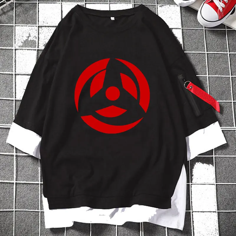 Hokage Kakashi Obito Uchiha mangekykysharingan Многослойные футболки повседневные свободные на
