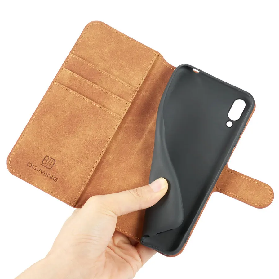 DG.MING Retro Leather Case For Huawei Y5 Y6 Prime Pro 2019 Flip Magnetic Switch Wallet Cover Y7 Y9 | Мобильные телефоны и