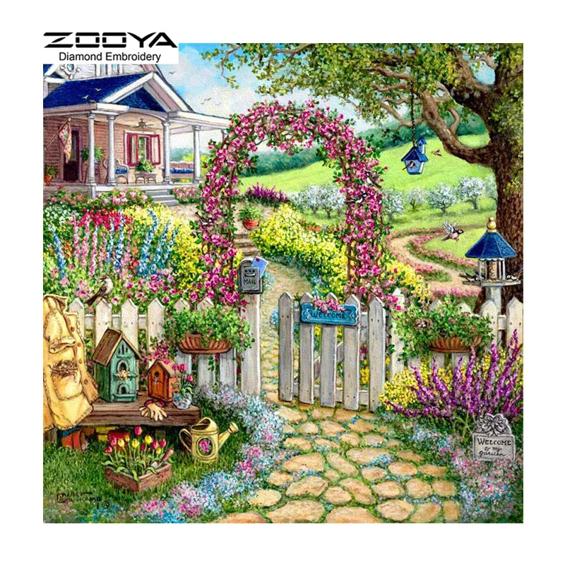 ZOOYA Алмазная вышивка 5D DIY алмазная живопись садовый домик дерево картина крестом
