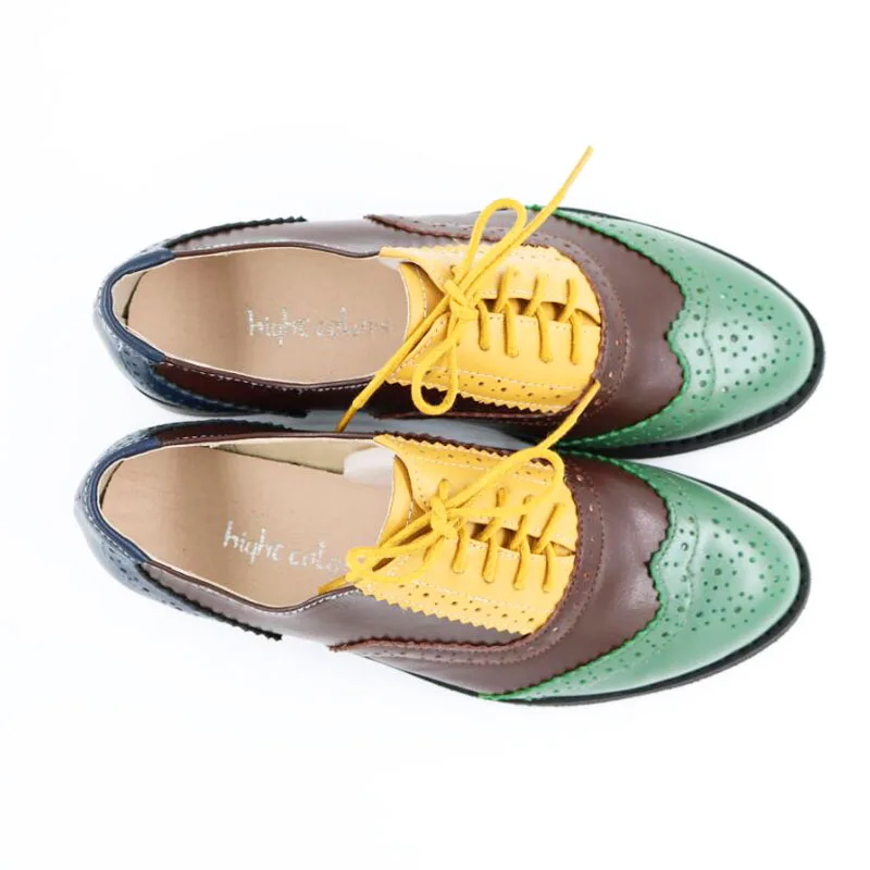 Женские туфли-оксфорды из натуральной кожи на плоской подошве с круглым носком