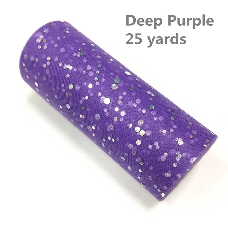 Deep Purple Белый розовый блеск рулон тюля с блестками 25 ярдов 15 см катушка пачка Свадебная отделка органзы лазер DIY ремесло день рождения поставки - Цвет: Deep Purple