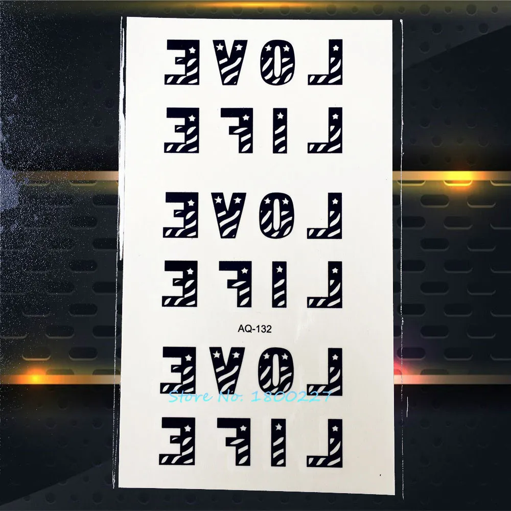 1 шт. люблю жизнь письмо татуировки Наклейки для Для женщин мужчин paq 132 съемный