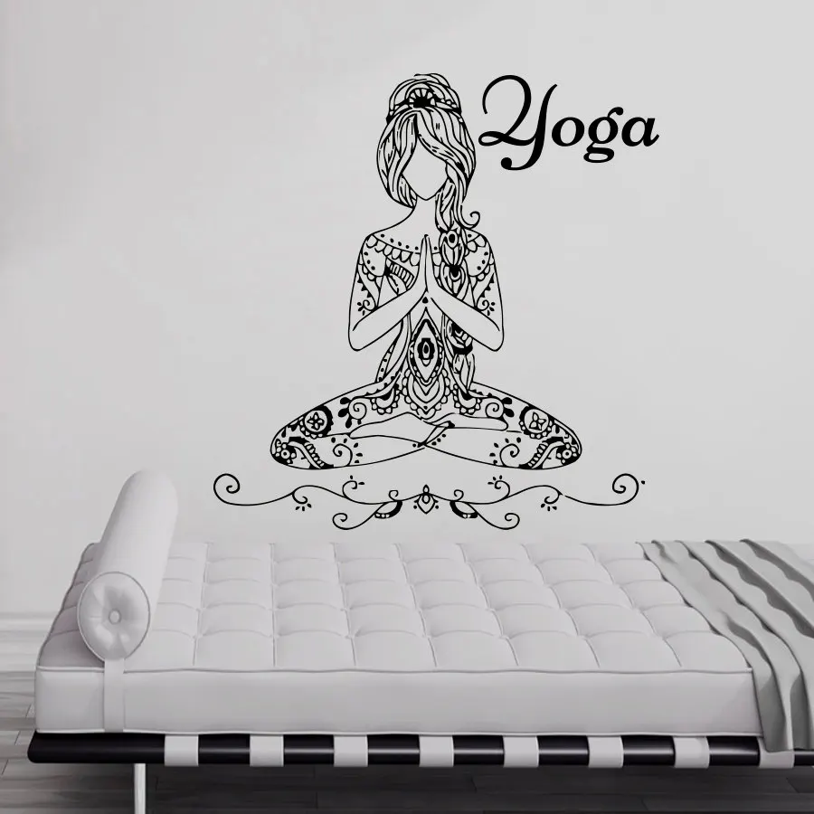 

ZOOYOO Hot Sale Yoga Meditate Pose Girls Wall Sticker Bedroom Removable Art Home Decor Vinyl Decal