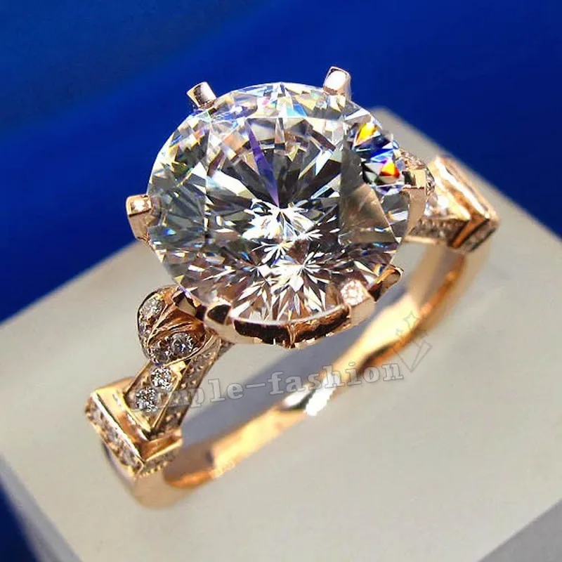Fashion Jewelry Women Crown Set 3ct Cz birthstones Rose Gold Silver color Engagement Wedding Band Ring for | Украшения и