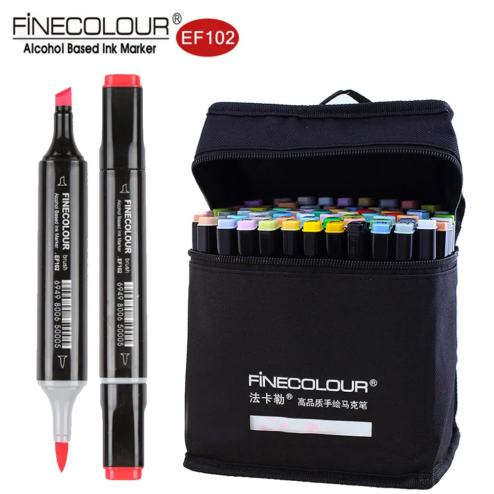 Finecolour EF102 Double-Ended 72 Colors Brush Pen Art Markers Professional for Arts Sketch Coloring Painting Manga and Design