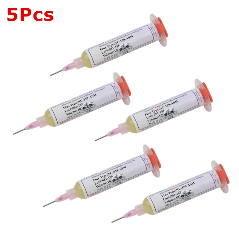 5pcs Паяльная флюсовая паста 10CC шприц типа сварочный флюс для BGA SMD монтажная плата Ремонт сварочных инструментов - Цвет: 5pcs